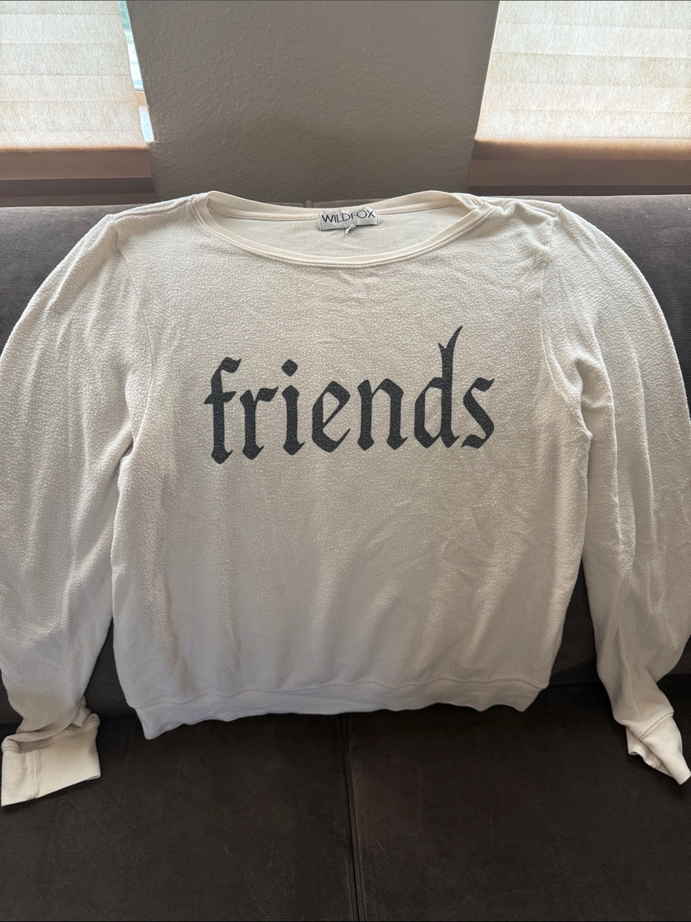 Wildfox Cream 'friends' Graphic Long Sleeve Pullover